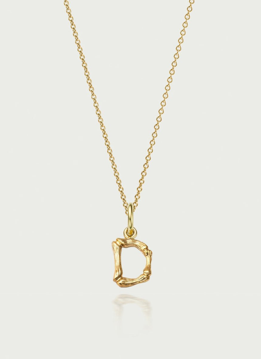 Bamboo alphabet charm 14k gold - Studio Kroewe