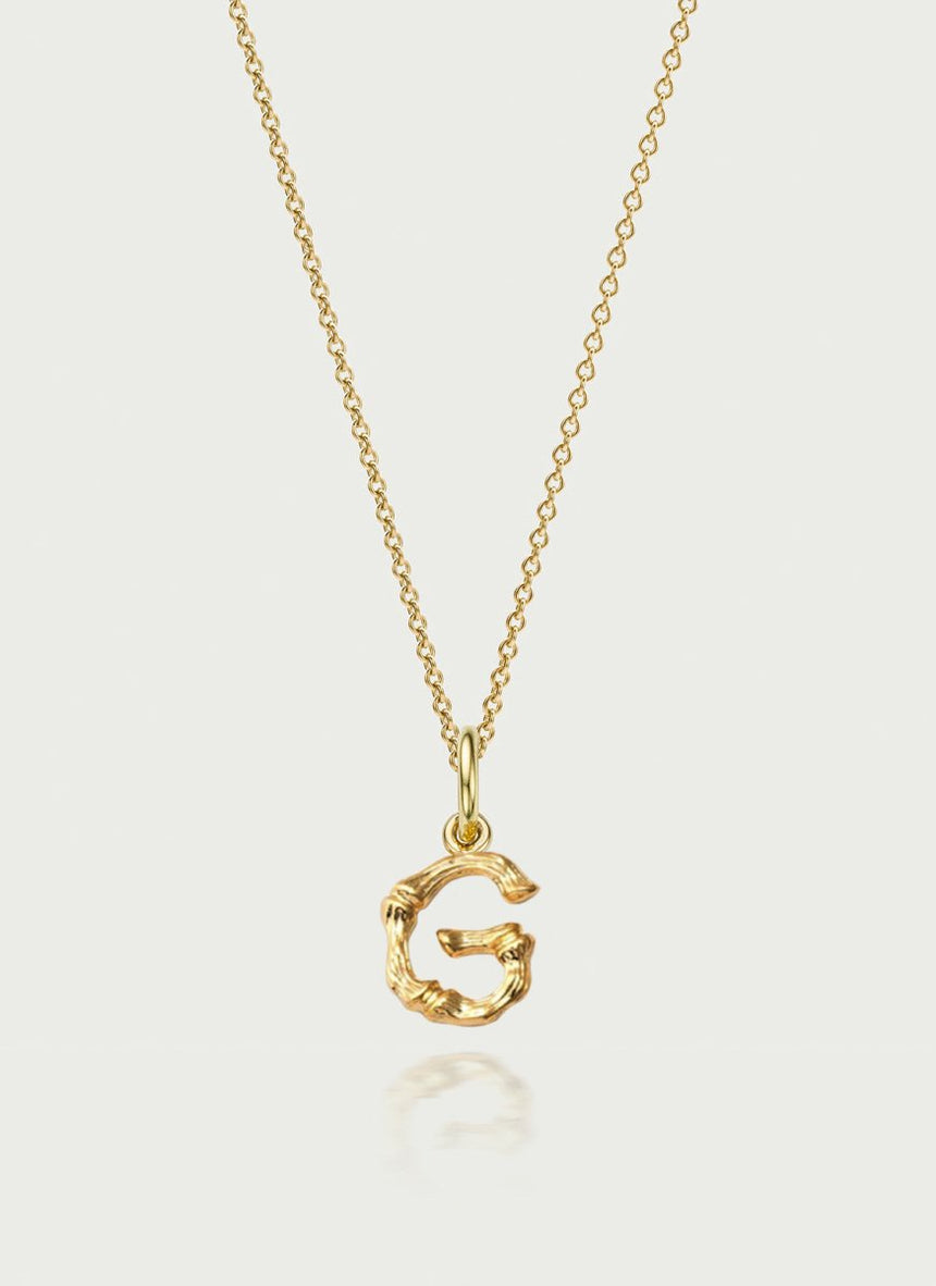 Bamboo alphabet charm 14k gold - Studio Kroewe