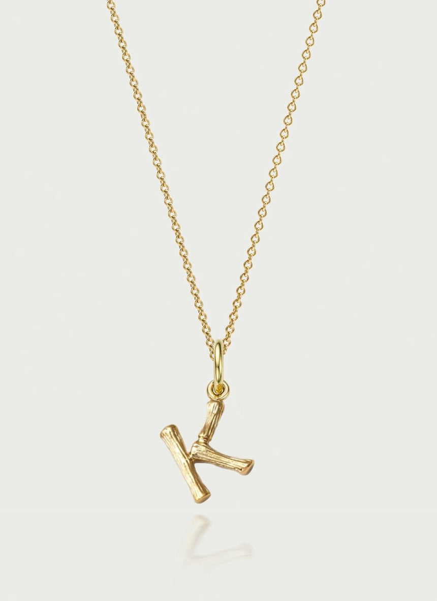 Bamboo alphabet charm 14k gold - Studio Kroewe
