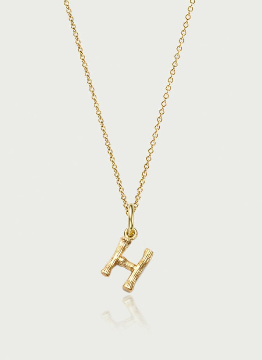 Bamboo alphabet charm 14k gold - Studio Kroewe