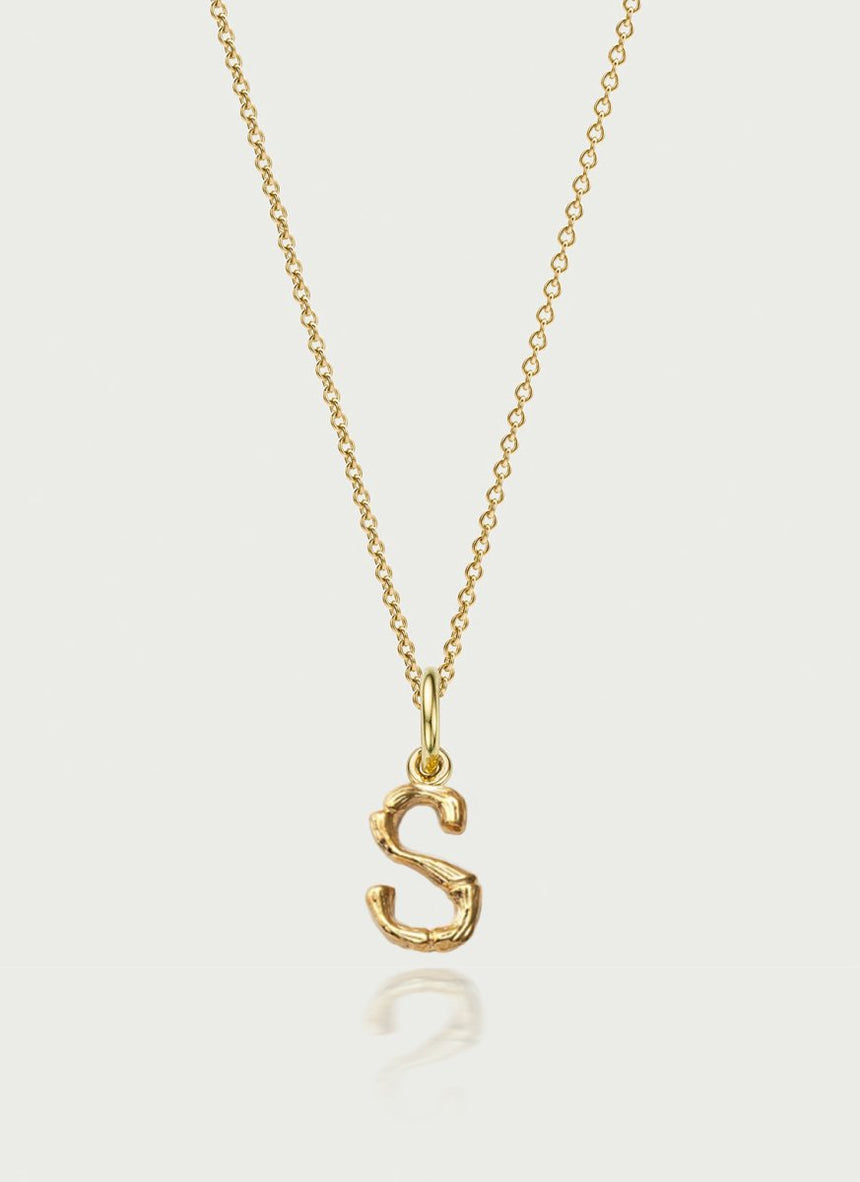 Bamboo alphabet charm 14k gold - Studio Kroewe
