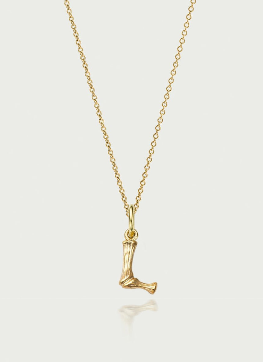 Bamboo alphabet charm 14k gold - Studio Kroewe