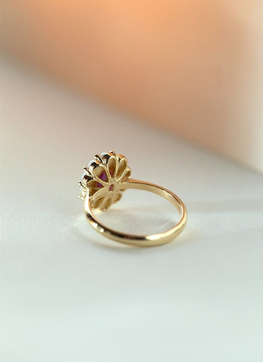 Billie ruby pearl entourage ring 14k gold - Studio Kroewe