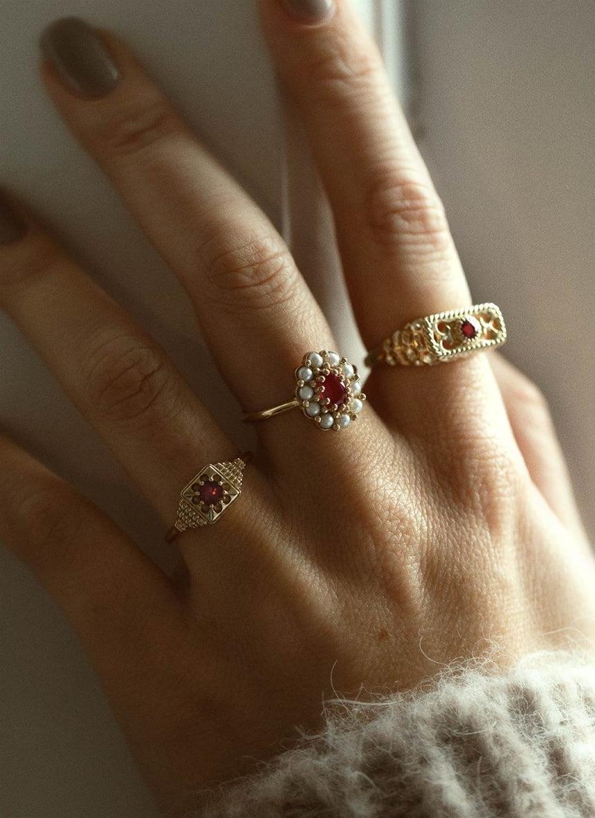 Timmy diamond topaz ring 14k gold - Studio Kroewe