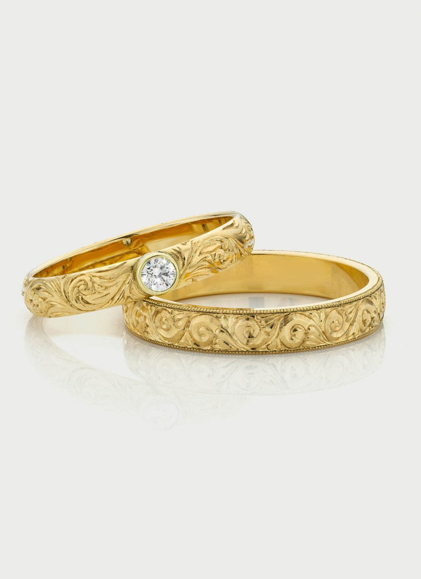 Blake scroll ring 14k gold - Studio Kroewe