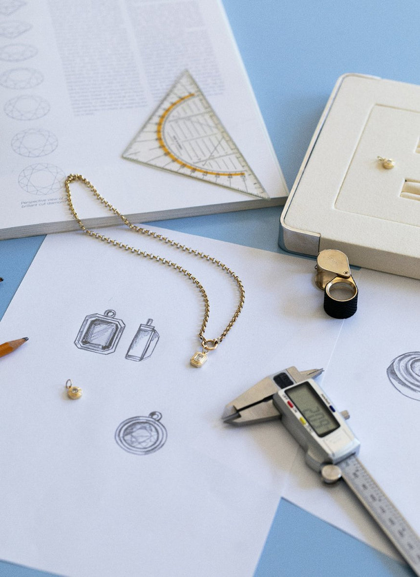 BYOD diamond pendant 14k gold - Studio Kroewe