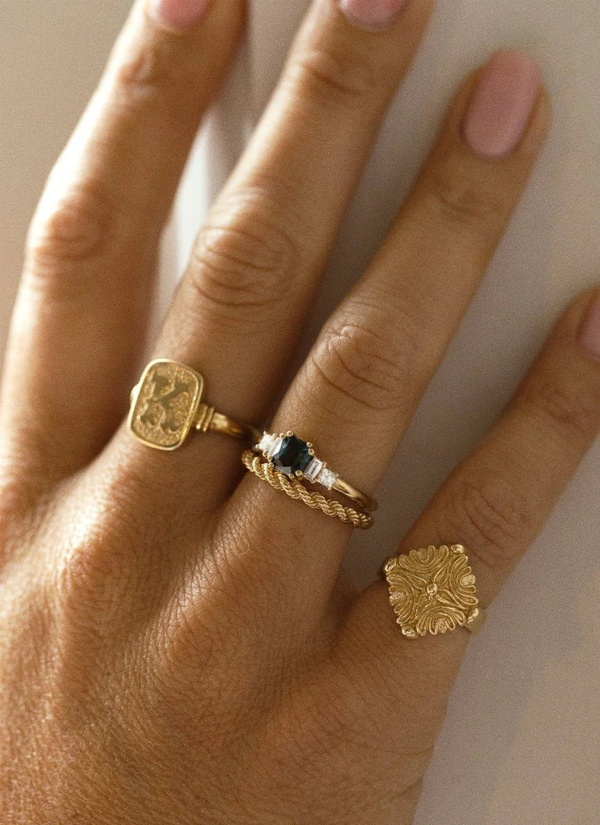 Ylva diamond tourmaline ring 14k gold - Studio Kroewe