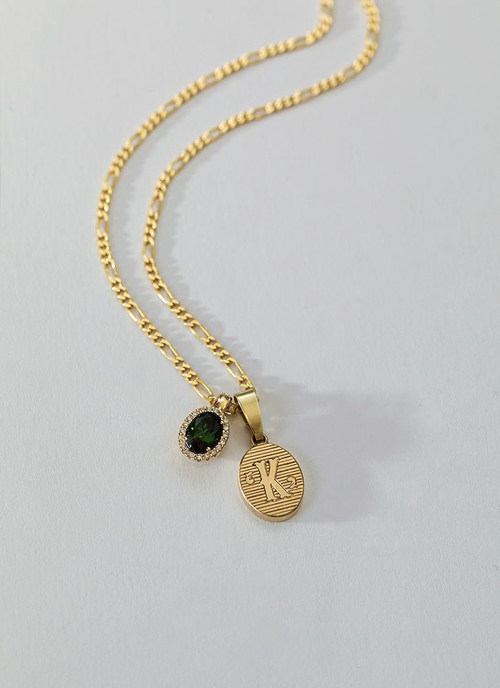 Cindy diamond tourmaline pendant 14k gold - Studio Kroewe