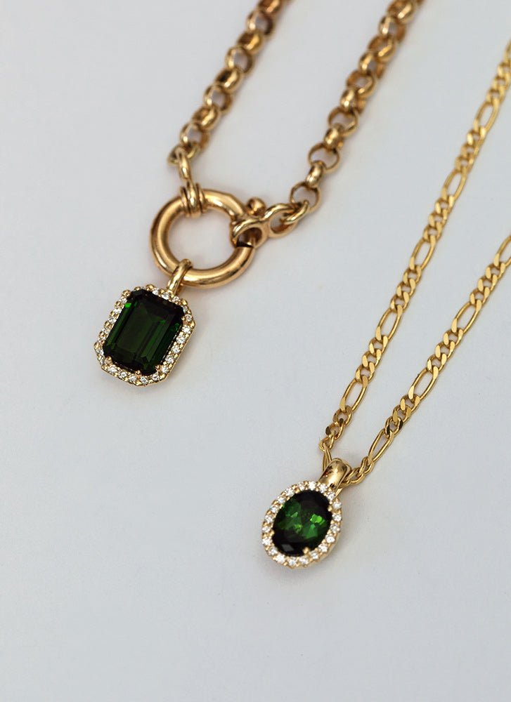 Cindy diamond tourmaline pendant 14k gold - Studio Kroewe