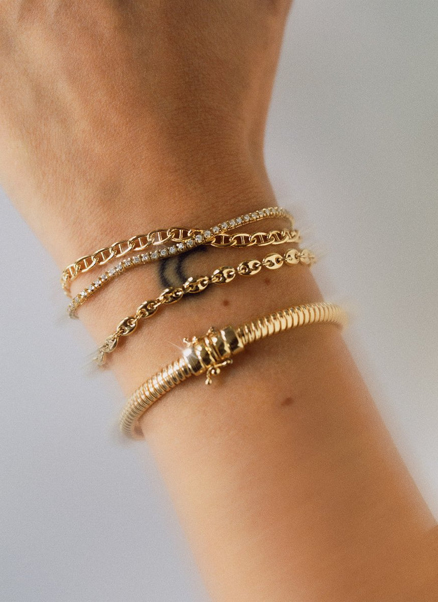 Clover 4mm anchor bracelet 14k gold - Studio Kroewe