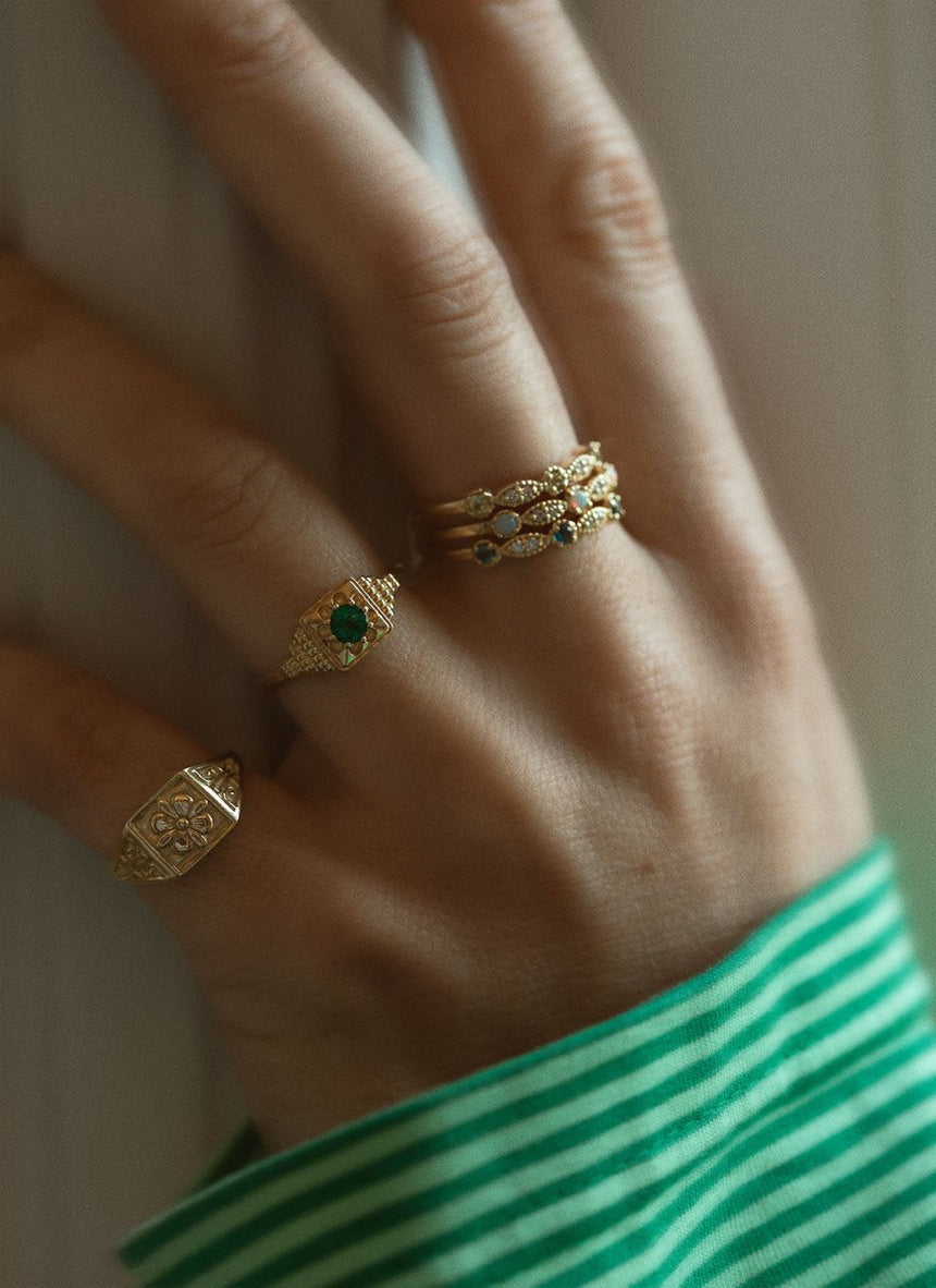 Clover emerald ring 14k gold - Studio Kroewe