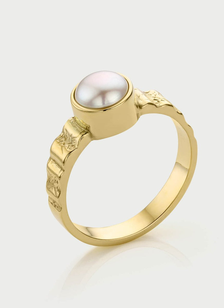 Coco pearl ring 14k gold - Studio Kroewe