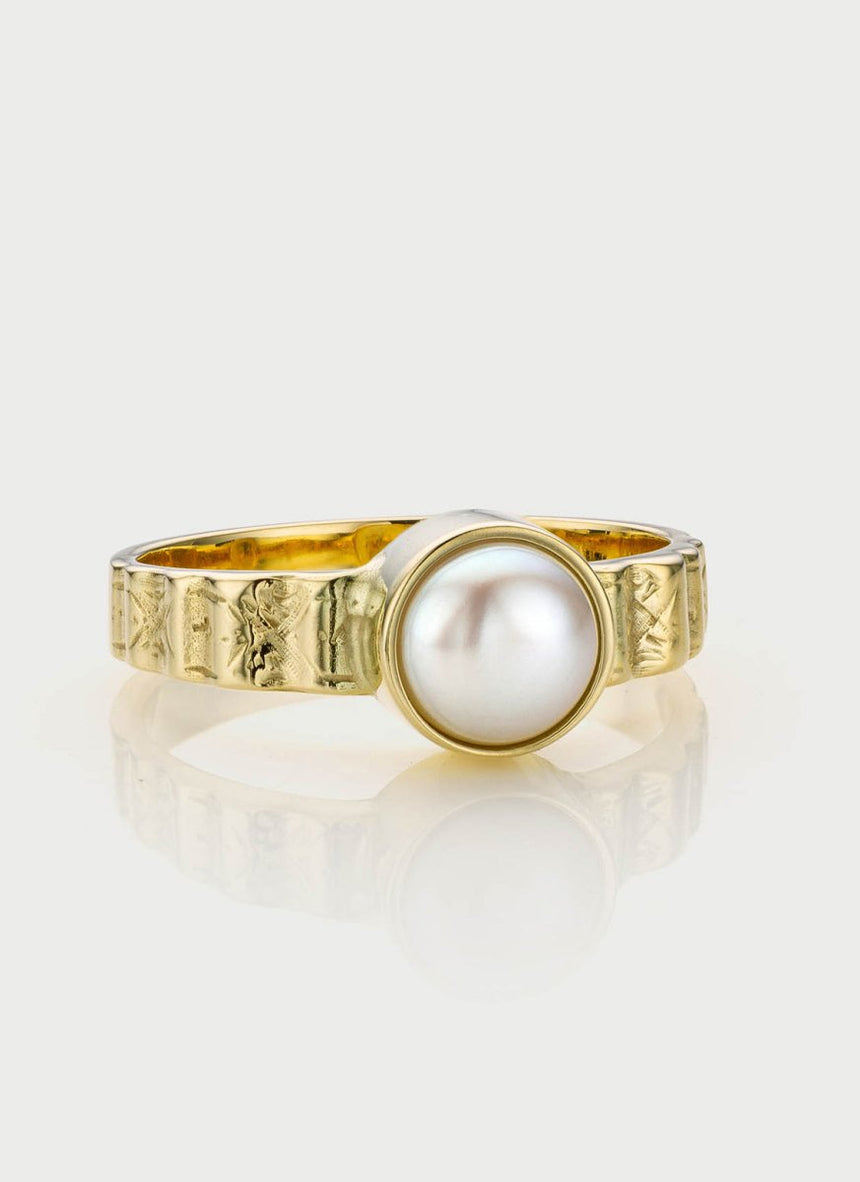 Coco pearl ring 14k gold - Studio Kroewe