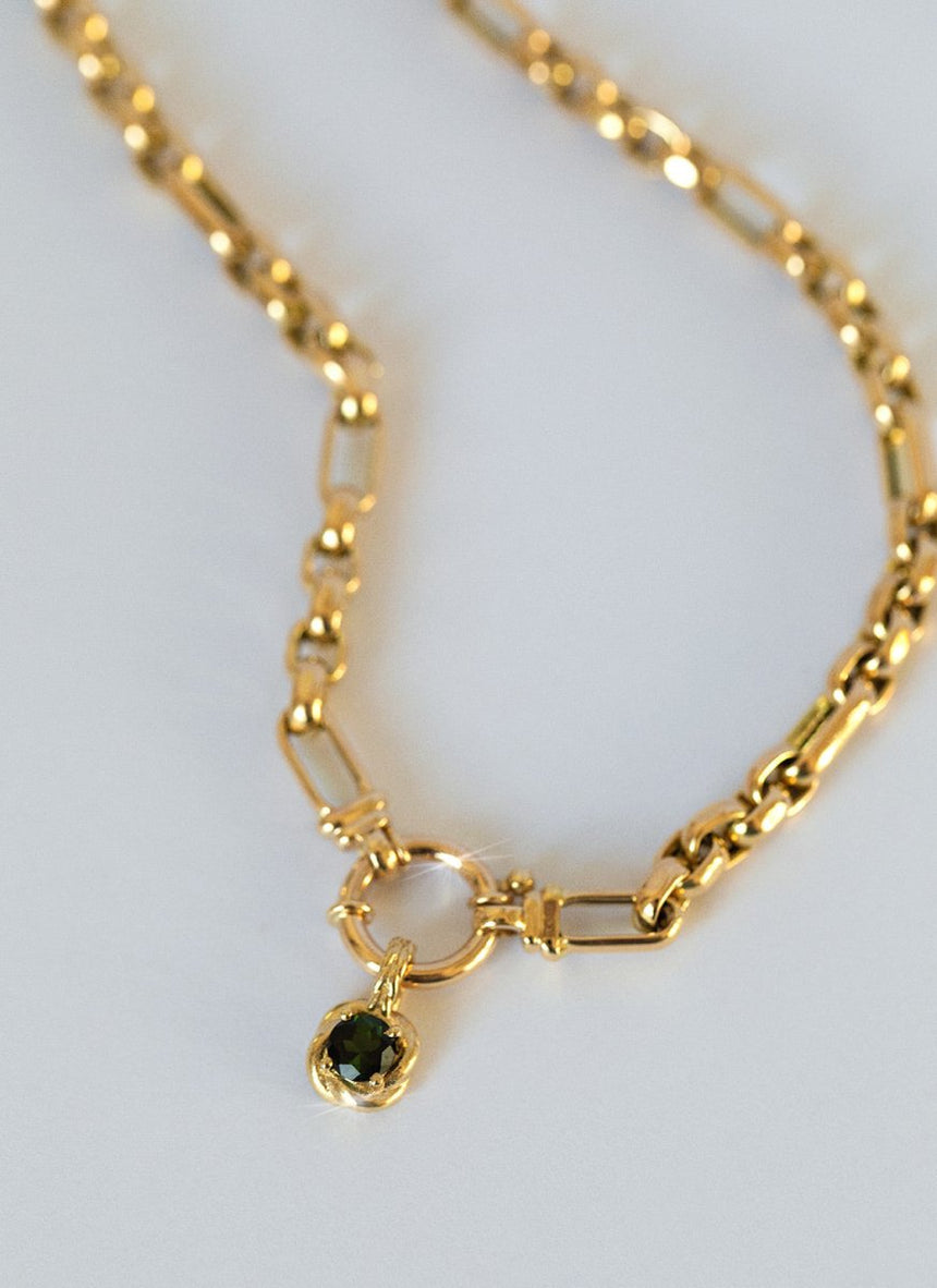 Dido green tourmaline pendant 14k gold - Studio Kroewe