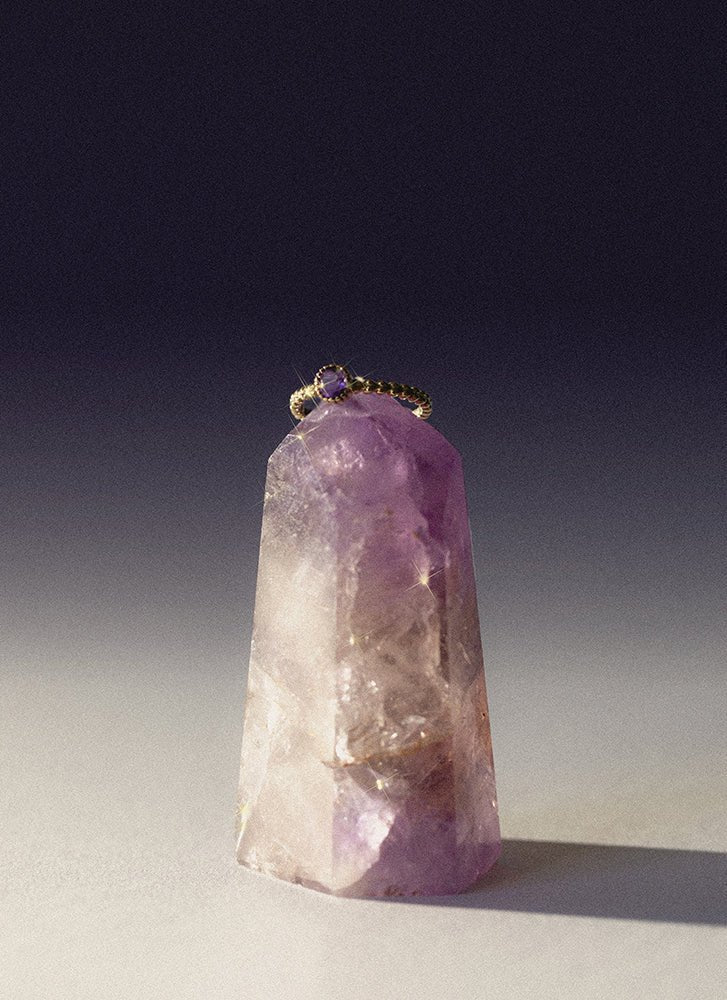 Edie amethyst february birthstone ring 14k gold - Studio Kroewe