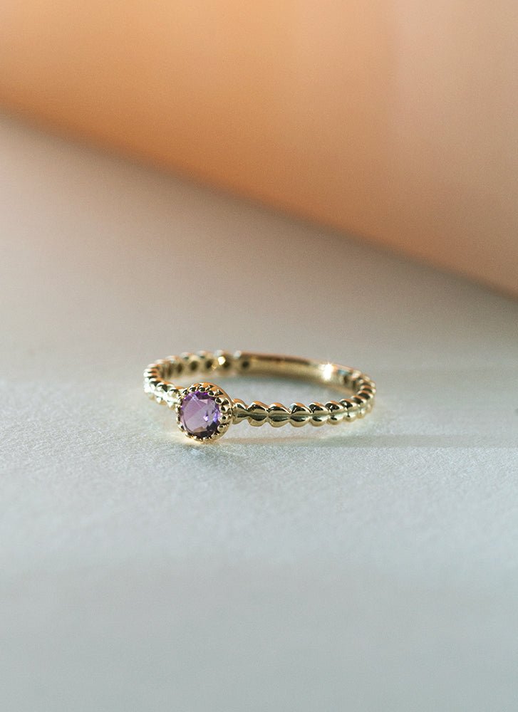 Edie amethyst february birthstone ring 14k gold - Studio Kroewe