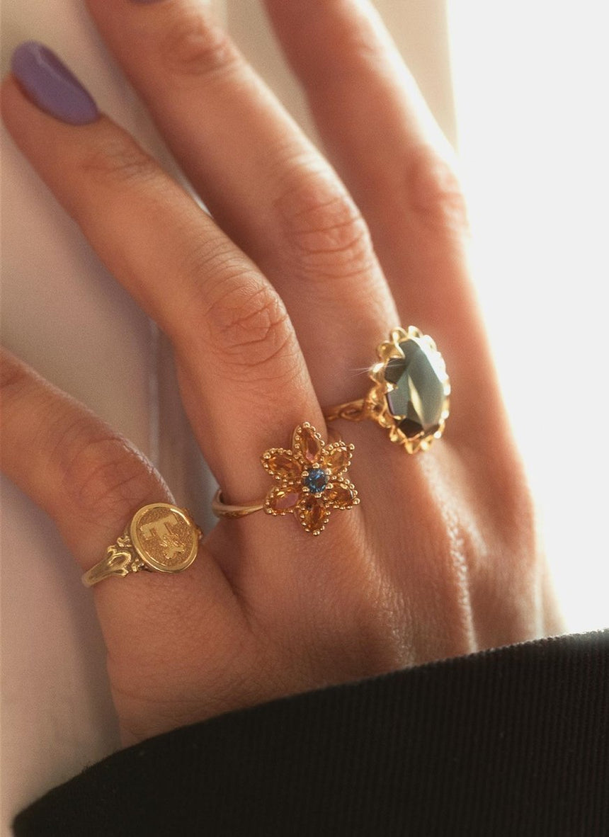 Caes diamond april birthstone ring 14k gold - Studio Kroewe