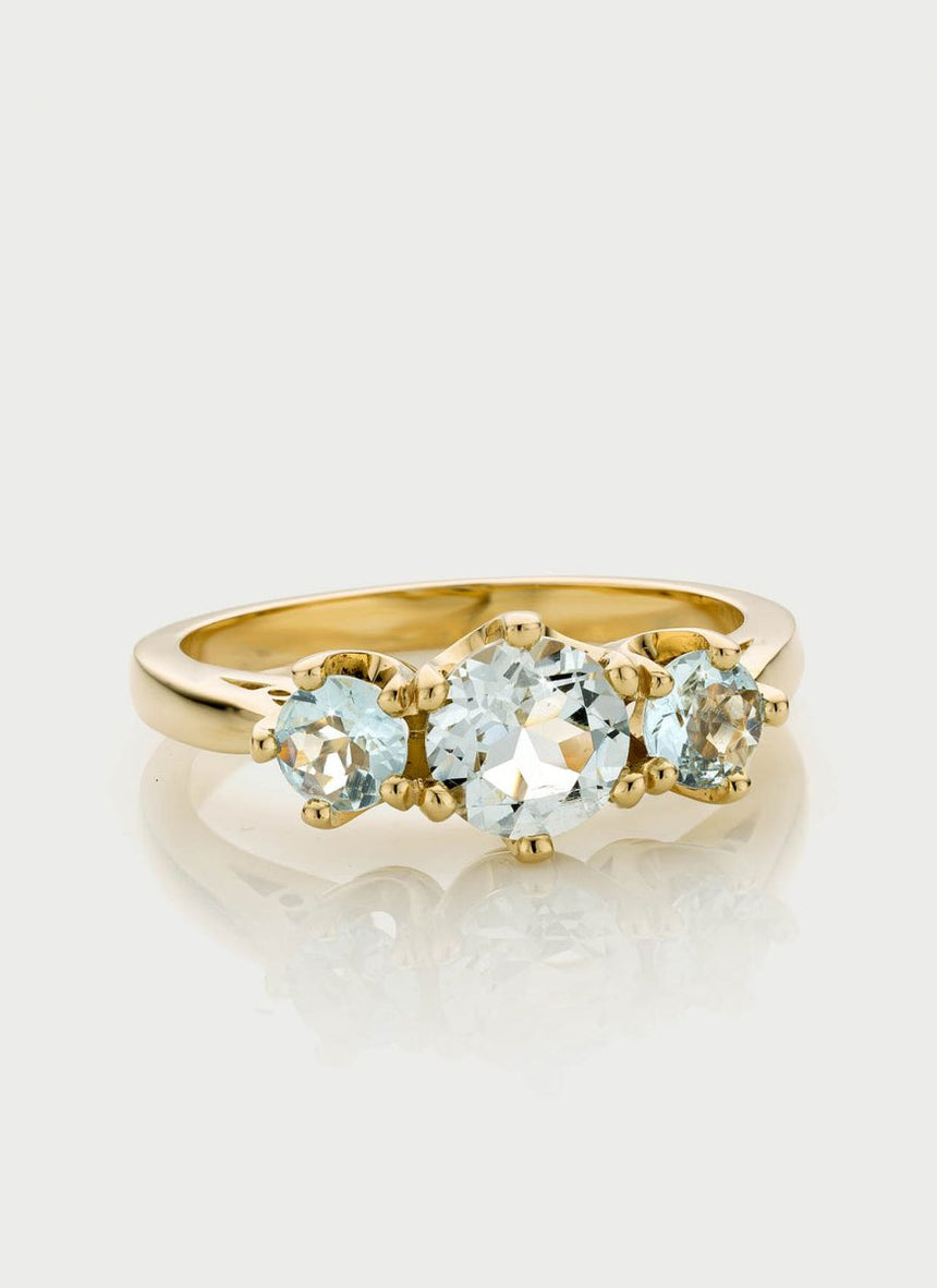 Billie flower sapphire pearl entourage ring 14k gold - Studio Kroewe