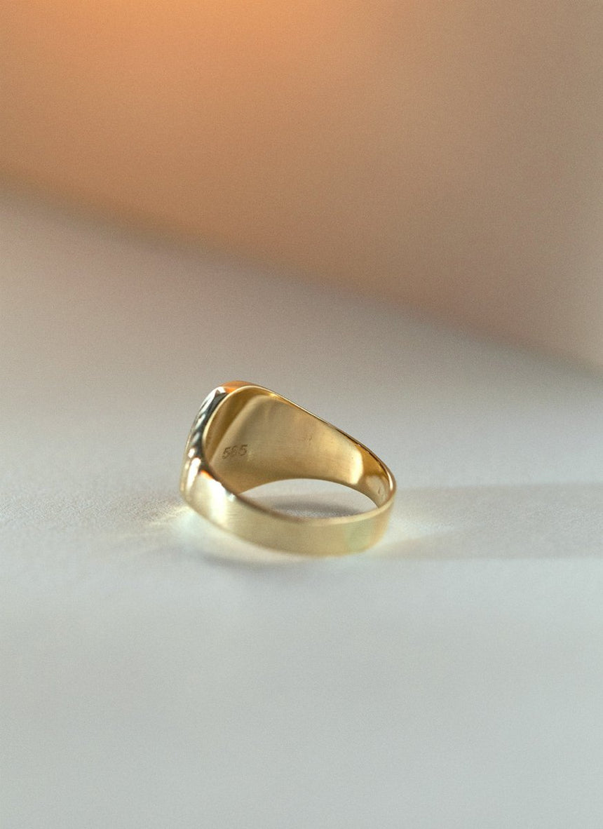 Goldie signet ring 14k gold - Studio Kroewe