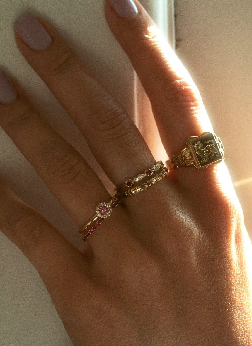 Sage diamond sapphire ring 14k gold - Studio Kroewe