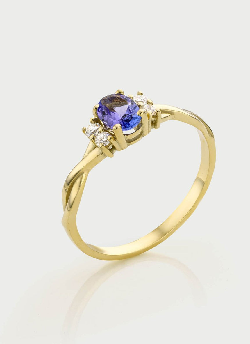 Jaimy diamond tanzanite ring 14k gold - Studio Kroewe