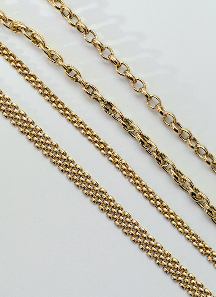 Jasseron 5.0mm double chain bracelet 14k gold - Studio Kroewe