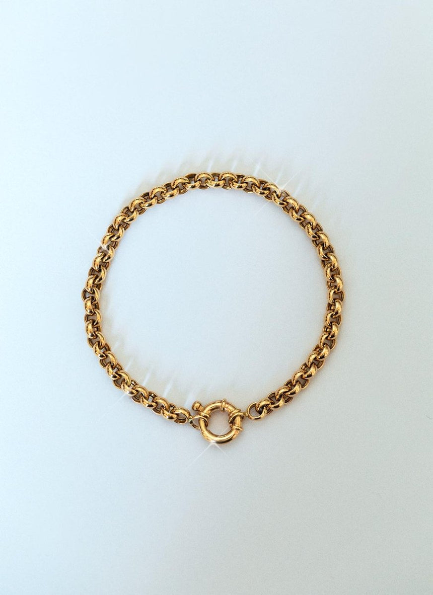 Jasseron 5mm necklace with lock 14k gold - Studio Kroewe