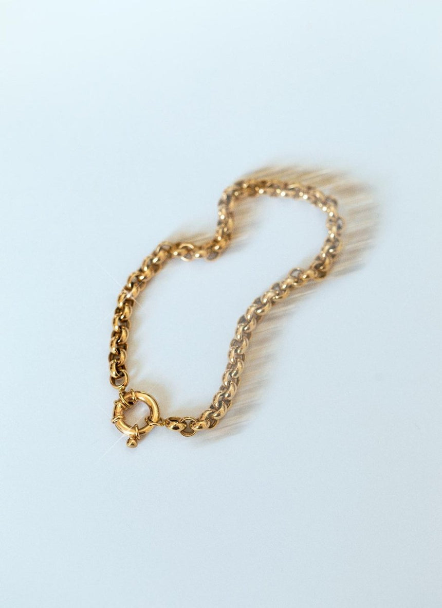 Jasseron 5mm bracelet with lock 14k gold - Studio Kroewe