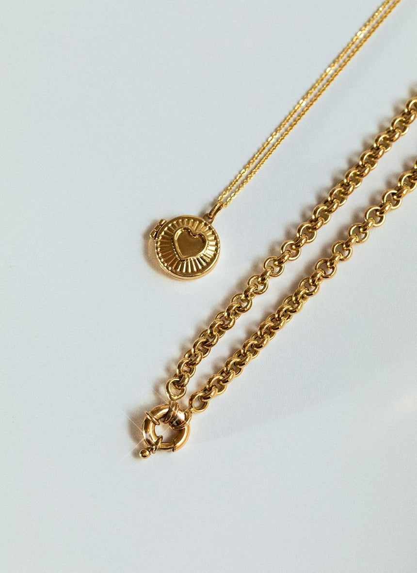Jasseron 5mm necklace with lock 14k gold - Studio Kroewe