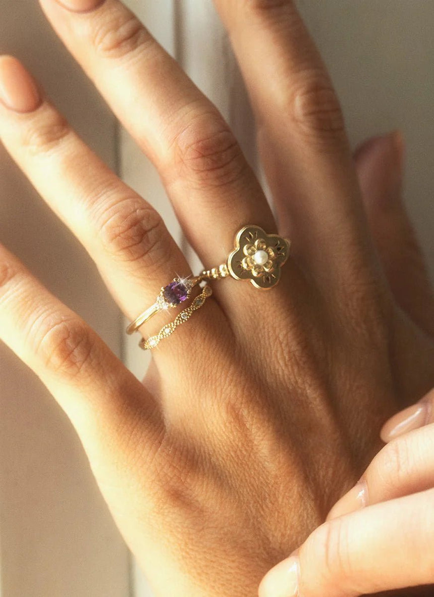 Paddy diamond curve ring 14k gold - Studio Kroewe