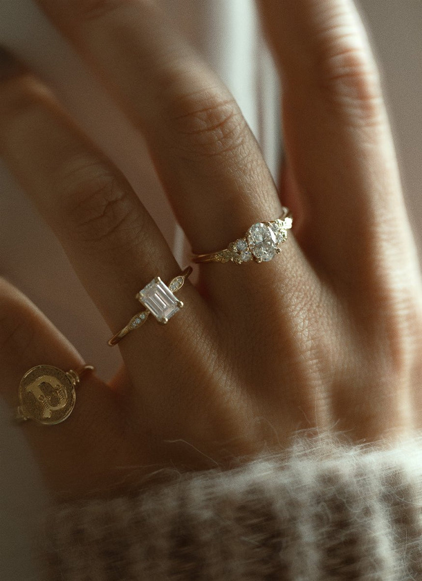 Limited Edition | Rumi green blue sapphire ring 14k gold - Studio Kroewe