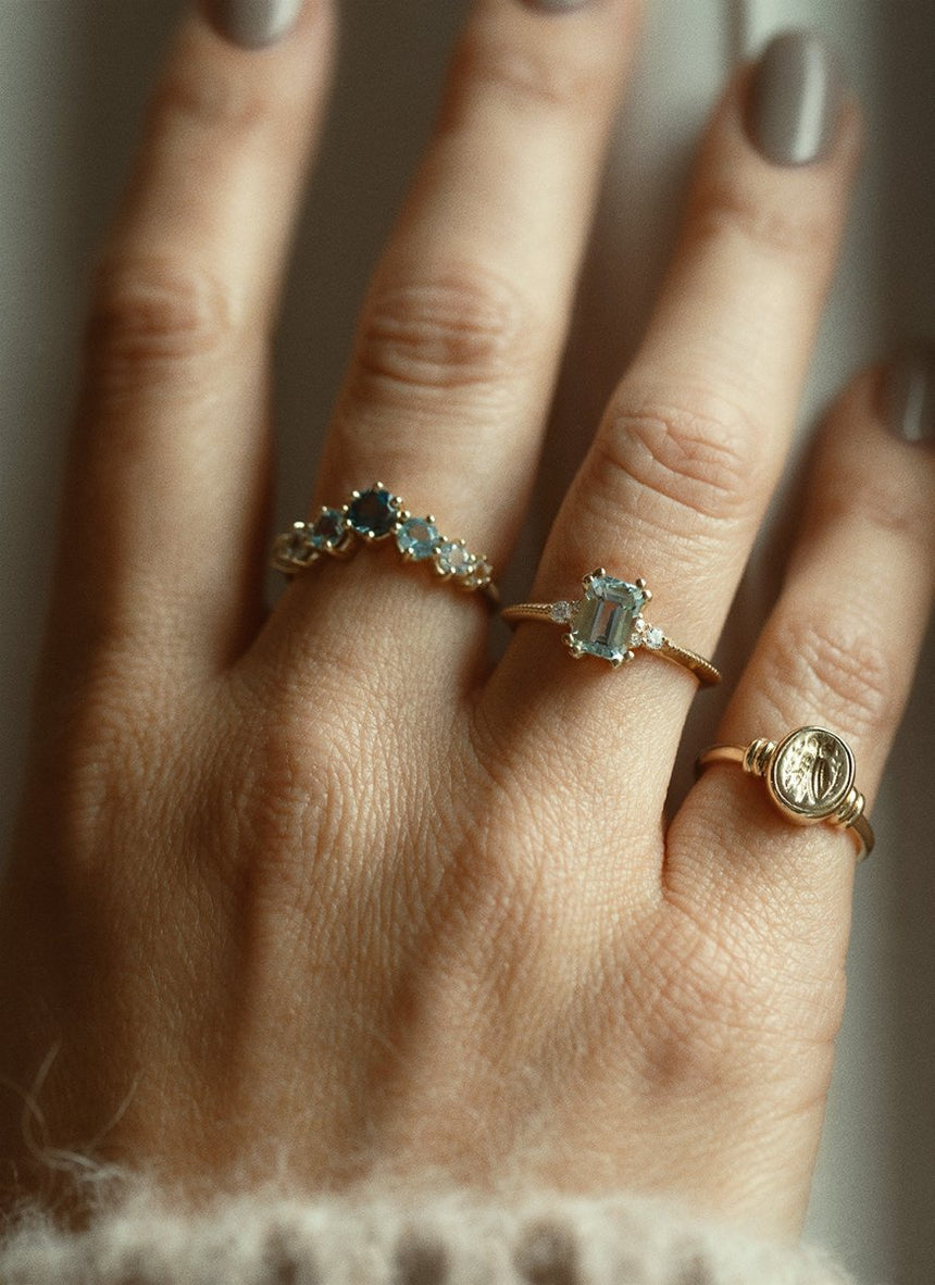 Judy aquamarine diamond ring 14k gold - Studio Kroewe