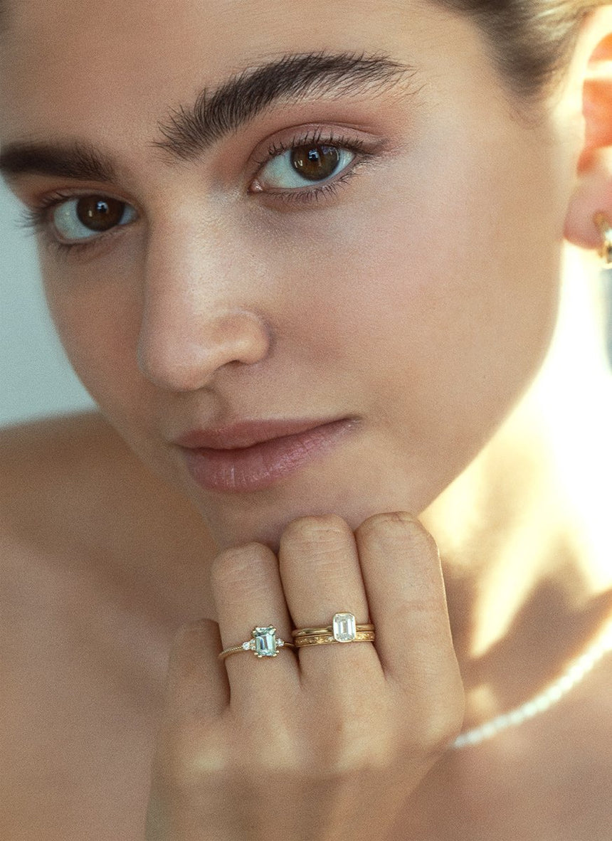 Judy aquamarine diamond ring 14k gold - Studio Kroewe