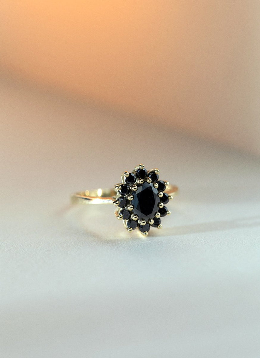 Kate black diamond entourage ring 14k gold - Studio Kroewe