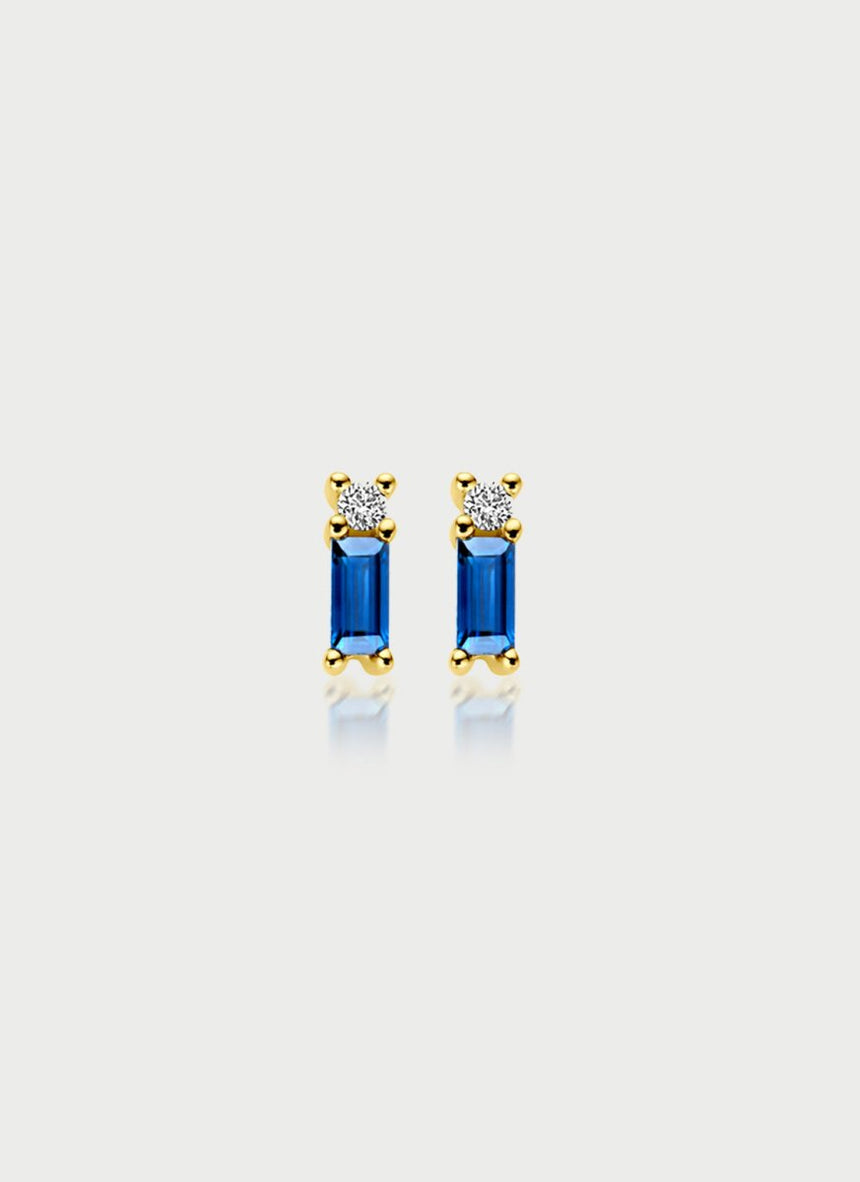 Kira diamond sapphire single earstud 14k gold - Studio Kroewe