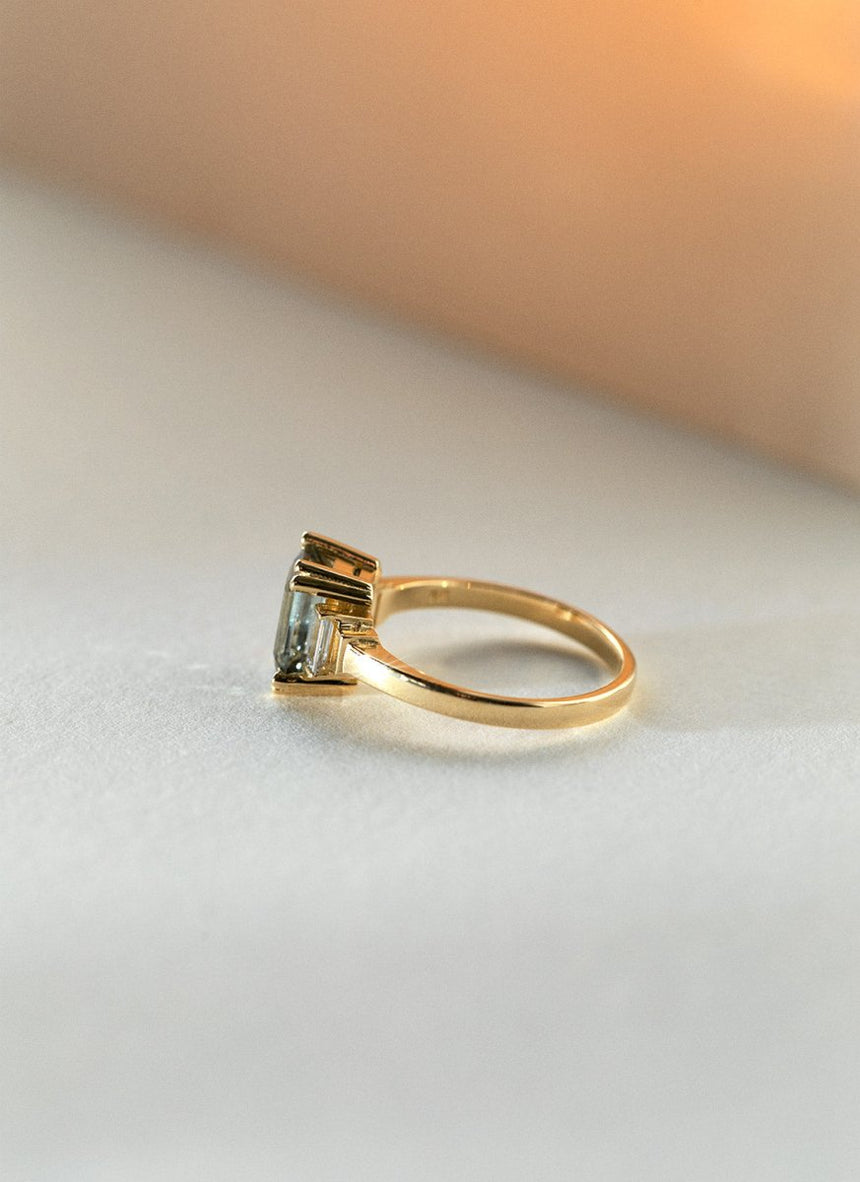 Limited Edition | Alfie diamond tourmaline ring 14k gold - Studio Kroewe