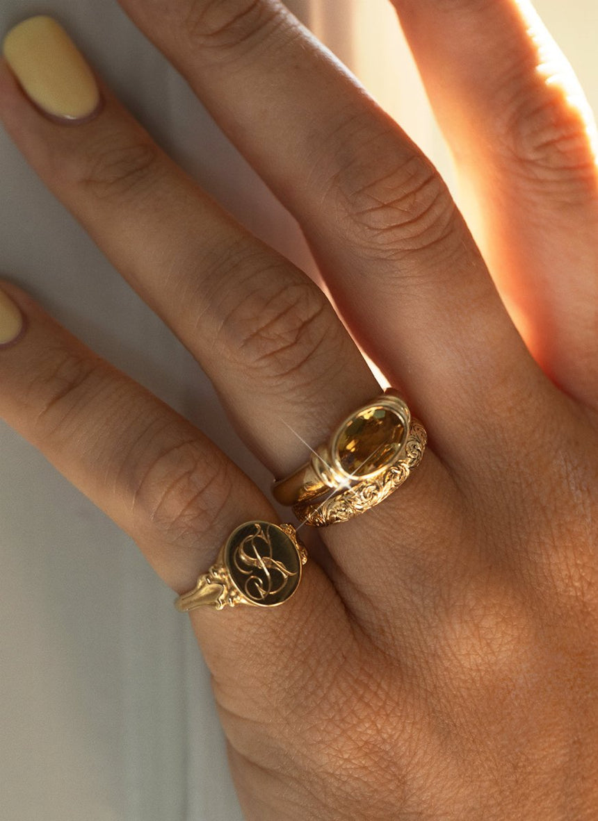 Limited Edition - Frankie golden beryl ring 14k gold - Studio Kroewe