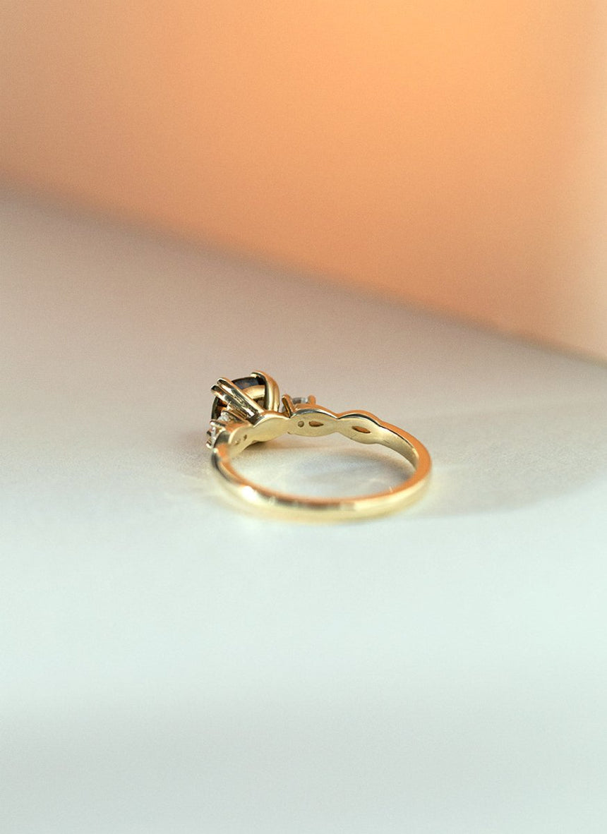 Limited Edition | River brown tourmaline diamond ring 14k gold - Studio Kroewe