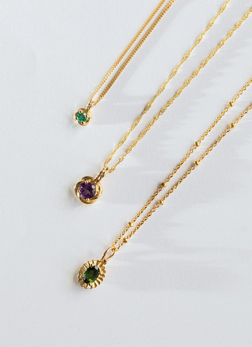 Little dido birthstone pendant 14k gold - Studio Kroewe