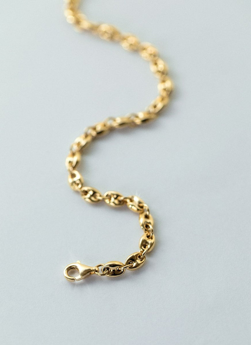 Loris 4.2mm coffeebean bracelet 14k gold - Studio Kroewe