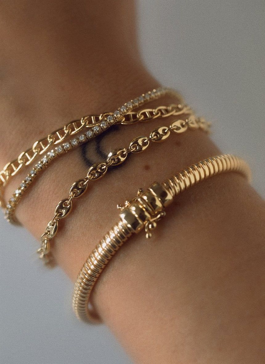Loris 4.2mm coffeebean bracelet 14k gold - Studio Kroewe