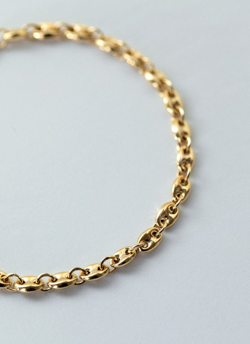 Loris 4.2mm coffeebean bracelet 14k gold - Studio Kroewe