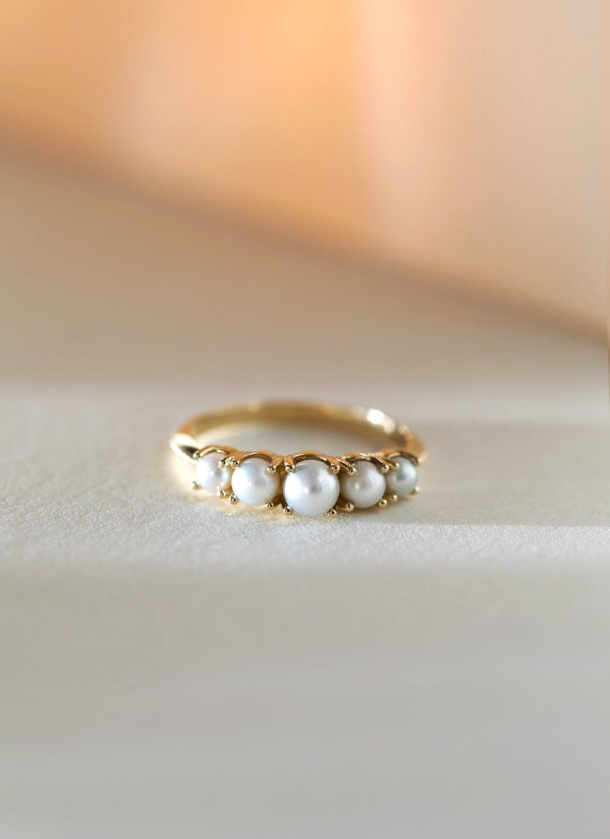 Lotta pearl ring 14k gold - Studio Kroewe