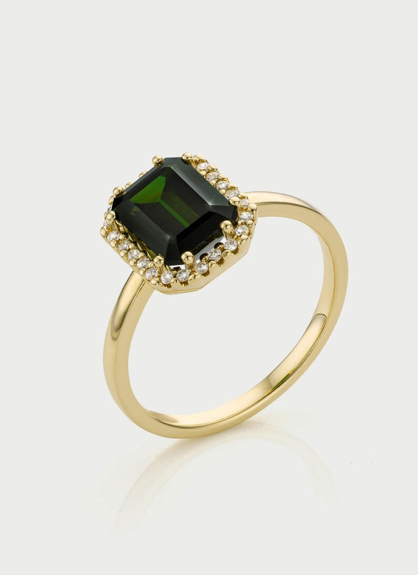 Lou diamond tourmaline ring 14k gold - Studio Kroewe