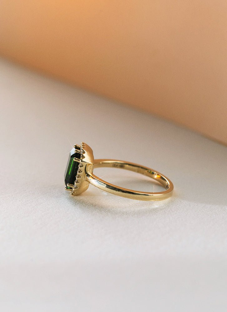 Lou diamond tourmaline ring 14k gold - Studio Kroewe