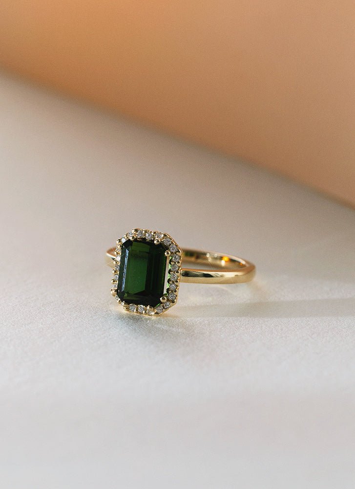 Lou diamond tourmaline ring 14k gold - Studio Kroewe