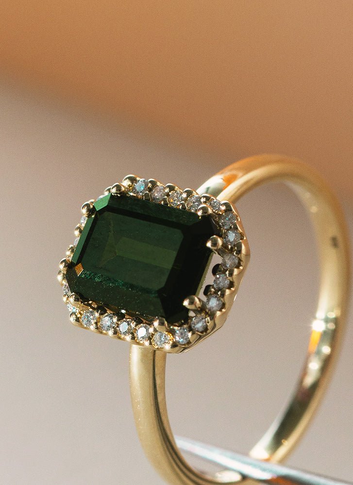 Lou diamond tourmaline ring 14k gold - Studio Kroewe