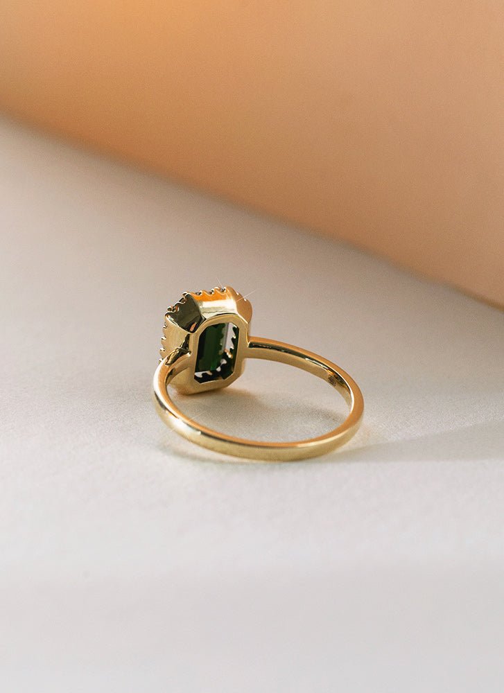 Lou diamond tourmaline ring 14k gold - Studio Kroewe