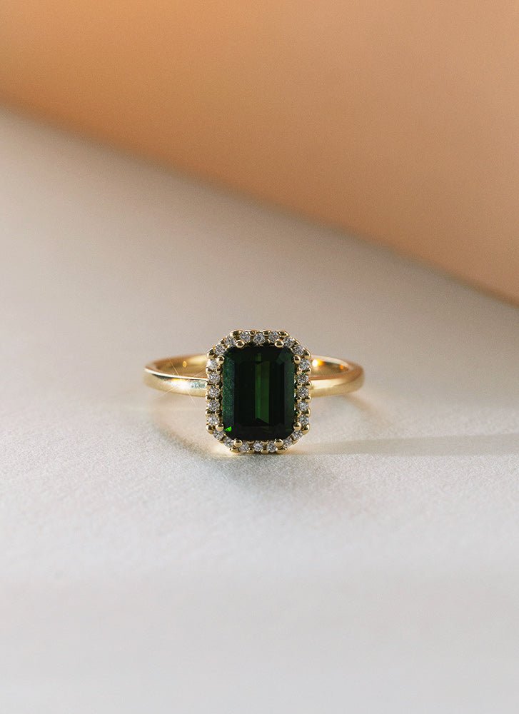 Lou diamond tourmaline ring 14k gold - Studio Kroewe