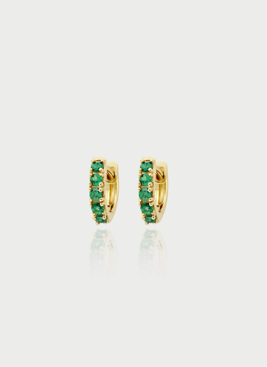 Lovi emerald single huggie 14k gold - Studio Kroewe